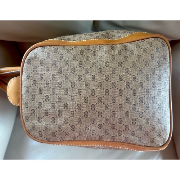 Certified Authentic Vintage Gucci Boston Web Micro GG Canvas Tan Leather Bag - Picture 4 of 14